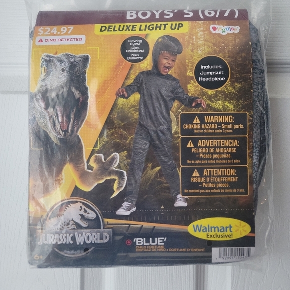 Jurassic Park T-Rex Velociraptor "Blue" Halloween Costume Boys Medium 6/7 New1